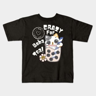 Cute Kitty Boba Tea Crazy Kids T-Shirt